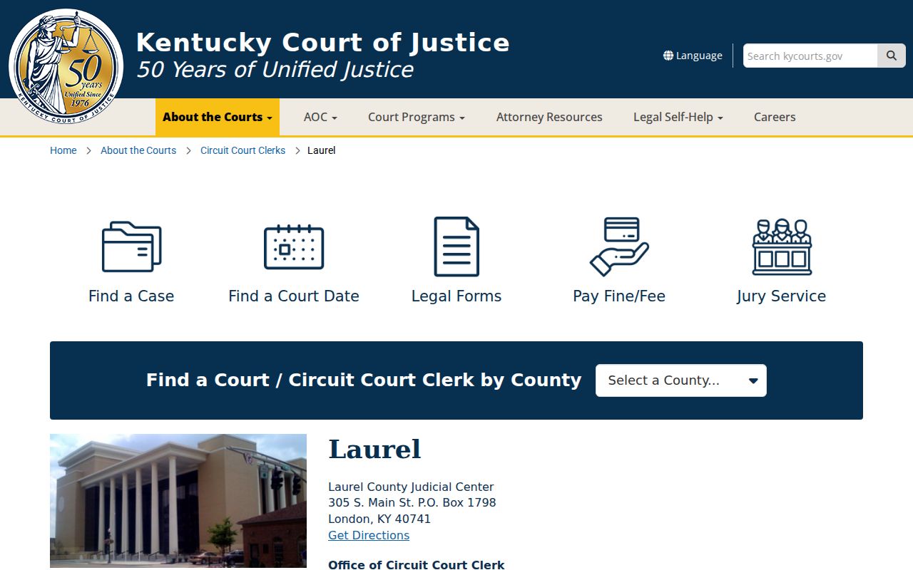 Laurel County criminal court case records at the Judicial Center