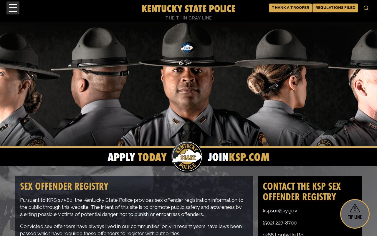 Laurel County sex offender registry alert and lawful-use information from Kentucky State Police